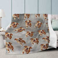 Thumbnail for Gray Plush Fleece Throw Blanket - English Bulldogs