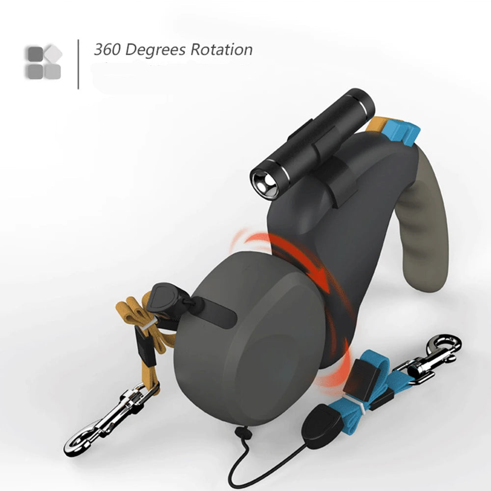 Dual Dog Leash with Flashlight