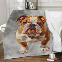 Thumbnail for Gray Plush Fleece Throw Blanket - English Bulldog