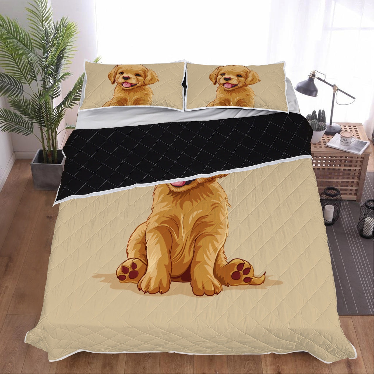 Cute Golden Retriever Bed Set