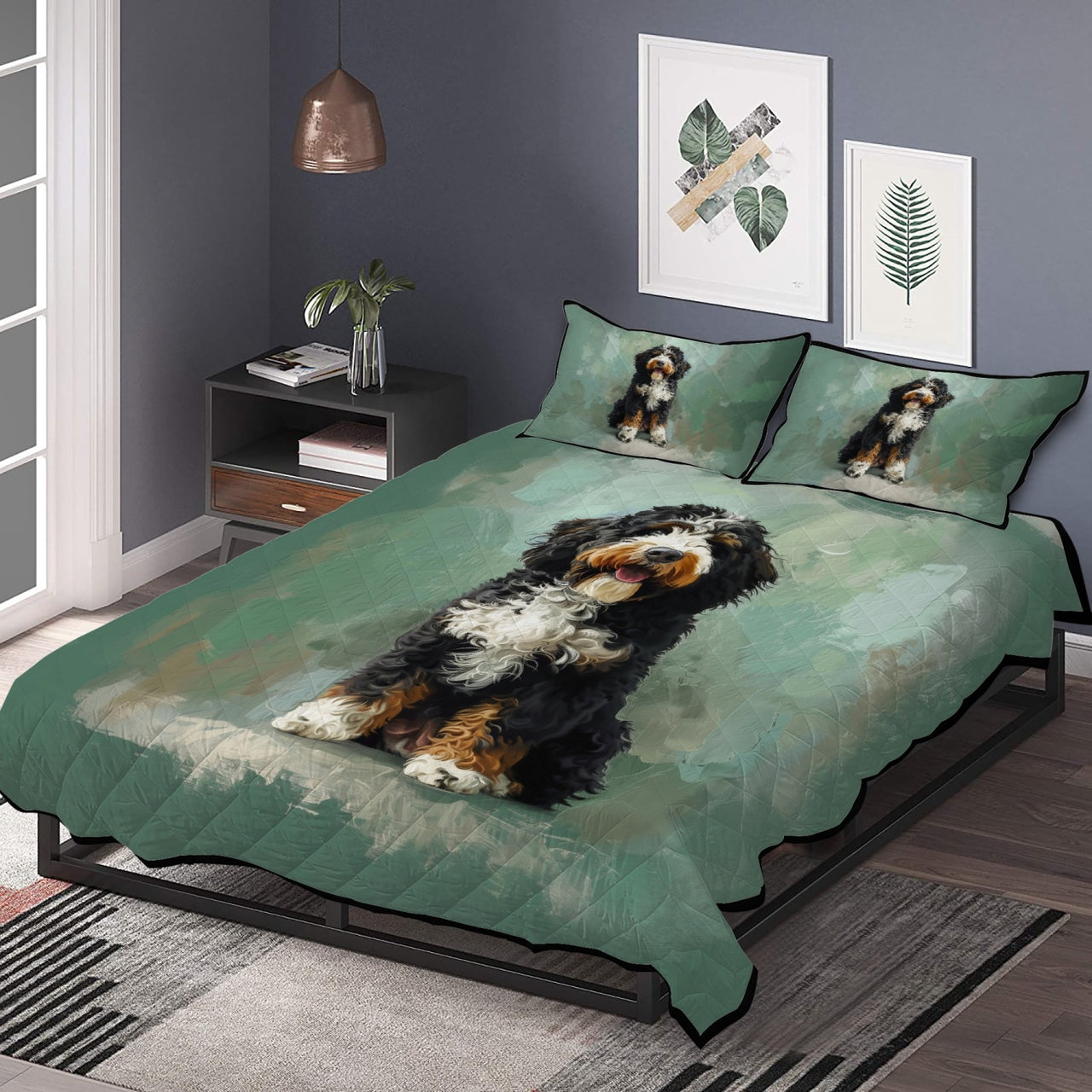 Cute Bernedoodle Bed Set