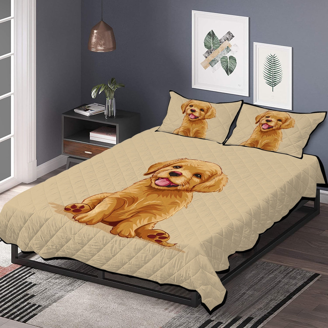 Cute Golden Retriever Bed Set