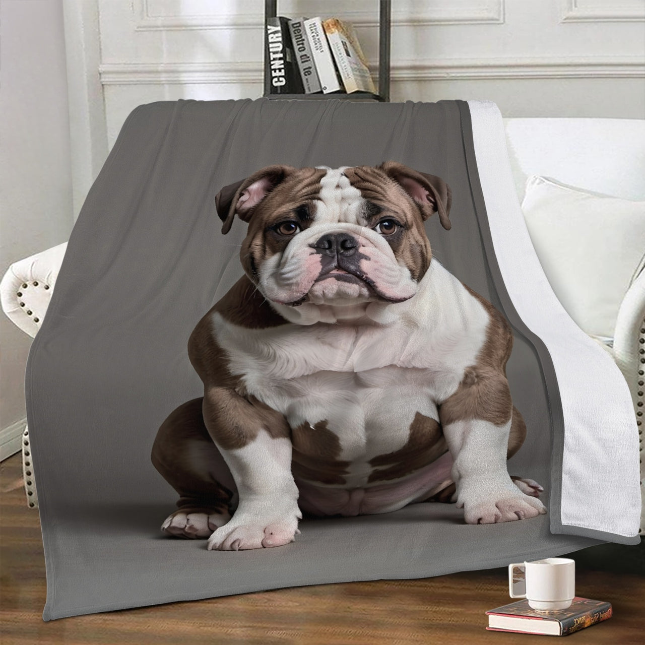 Chocolate Bulldog Plush Fleece Throw Blanket