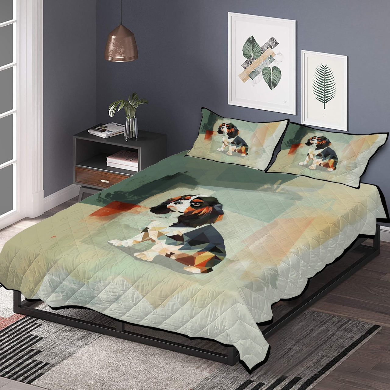 Modern King Charles Cavalier Bed Set