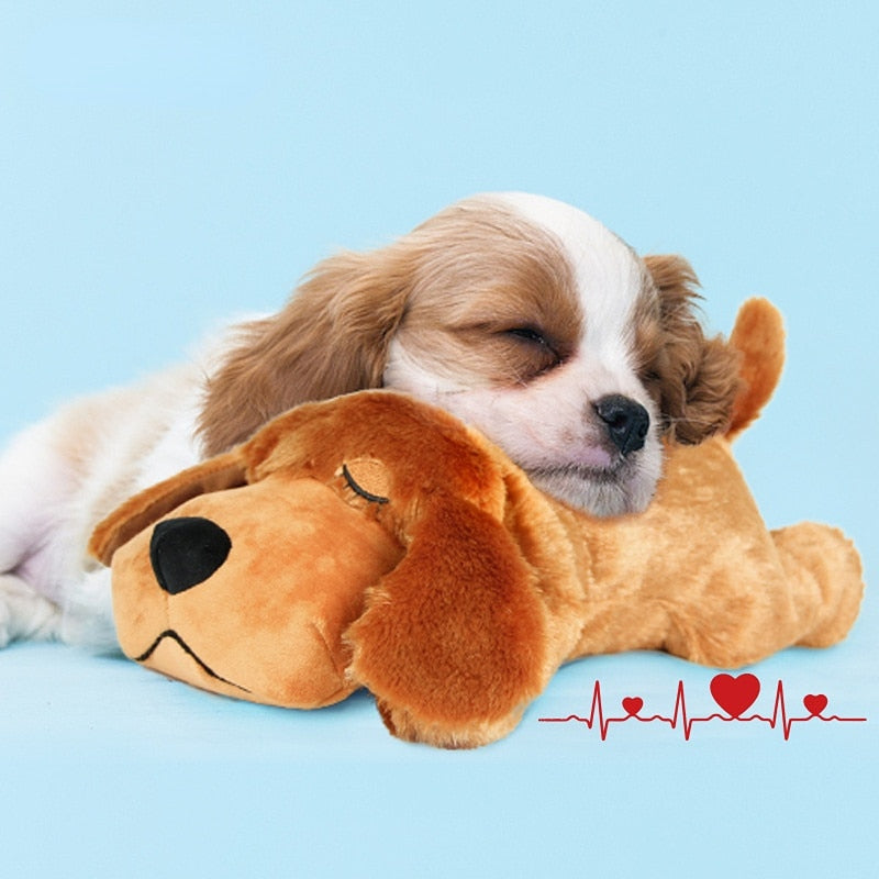 Dog Heartbeat Toy for Puppy Anxiety Relief, Heartbeat Stuffed Animal  Heartbeat Plush Toy for Small, Medium, and Large Dogs (Beige)